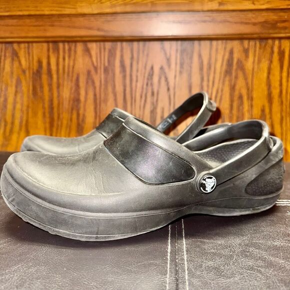 CROCS Women's Black Rubber Clogs - Size 8 - Great Condition - Picture 6 of 8